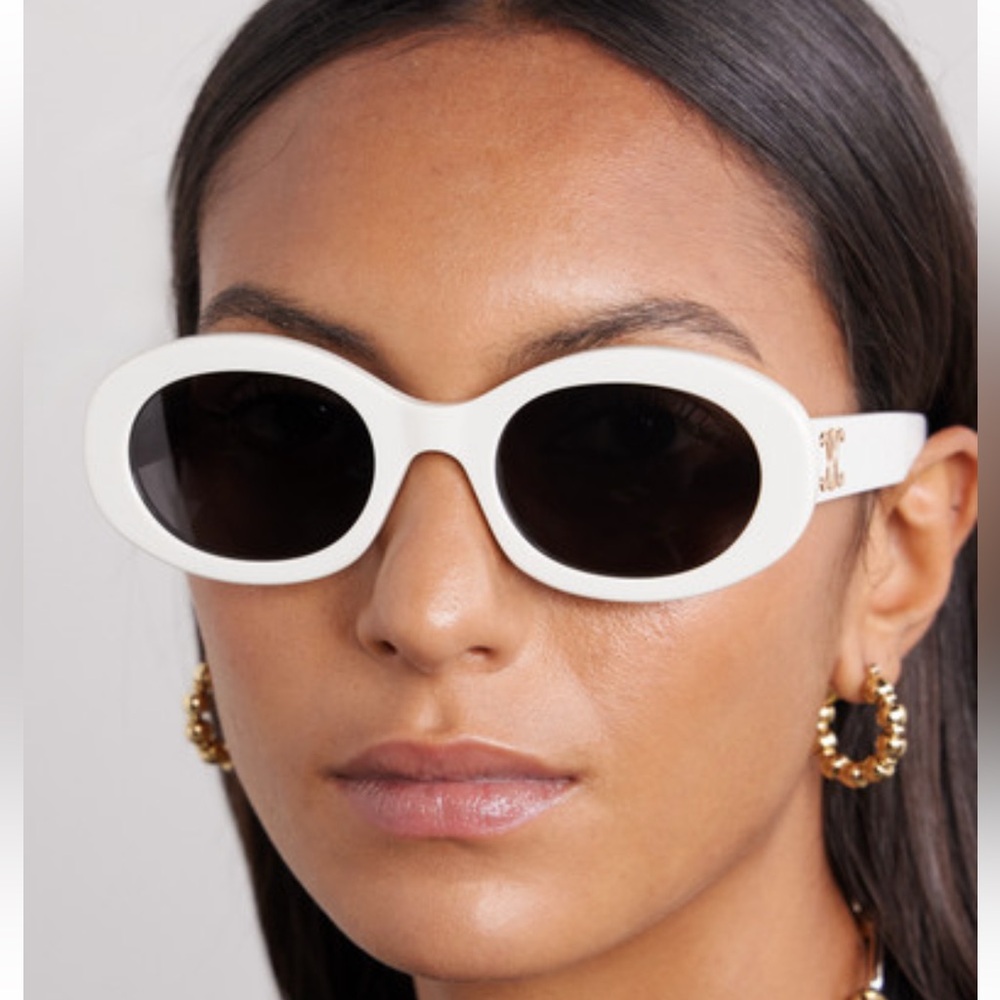 CELINE Triomphe Oval Frame Sunglasses - White - Picture 8 of 8